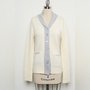 Long-Sleeve Collared Button-Front Cardigan 100%Cashmere[NEW]